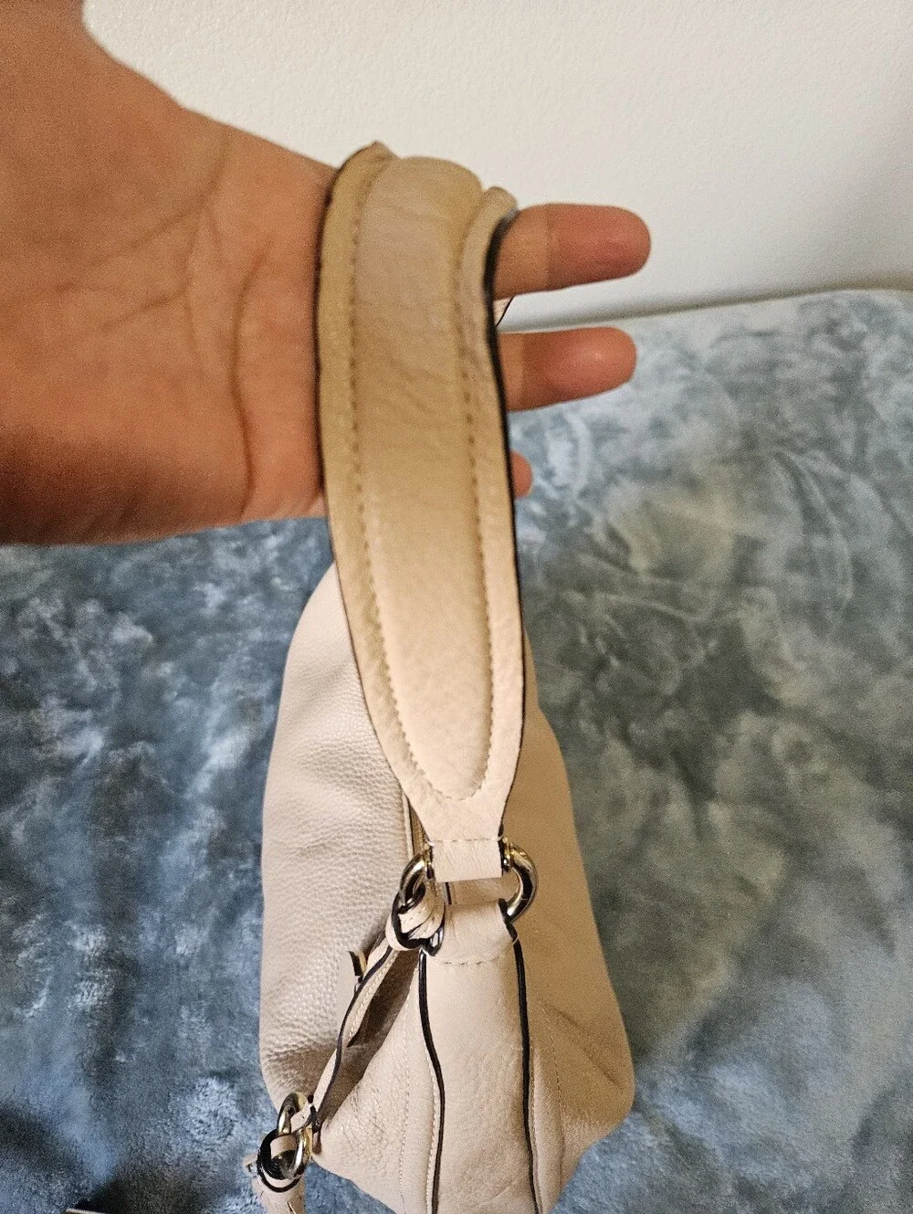 Michael Kors Beige Pebbled Leather Hobo with Tassel Charm - Picture 8 of 12